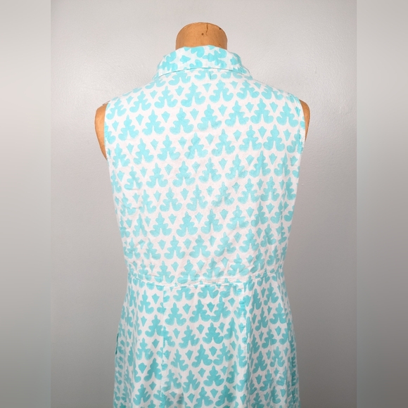 Livro Maxi Dress Womens Size Small Aqua White Boho Collared Button Front - Picture 6 of 14
